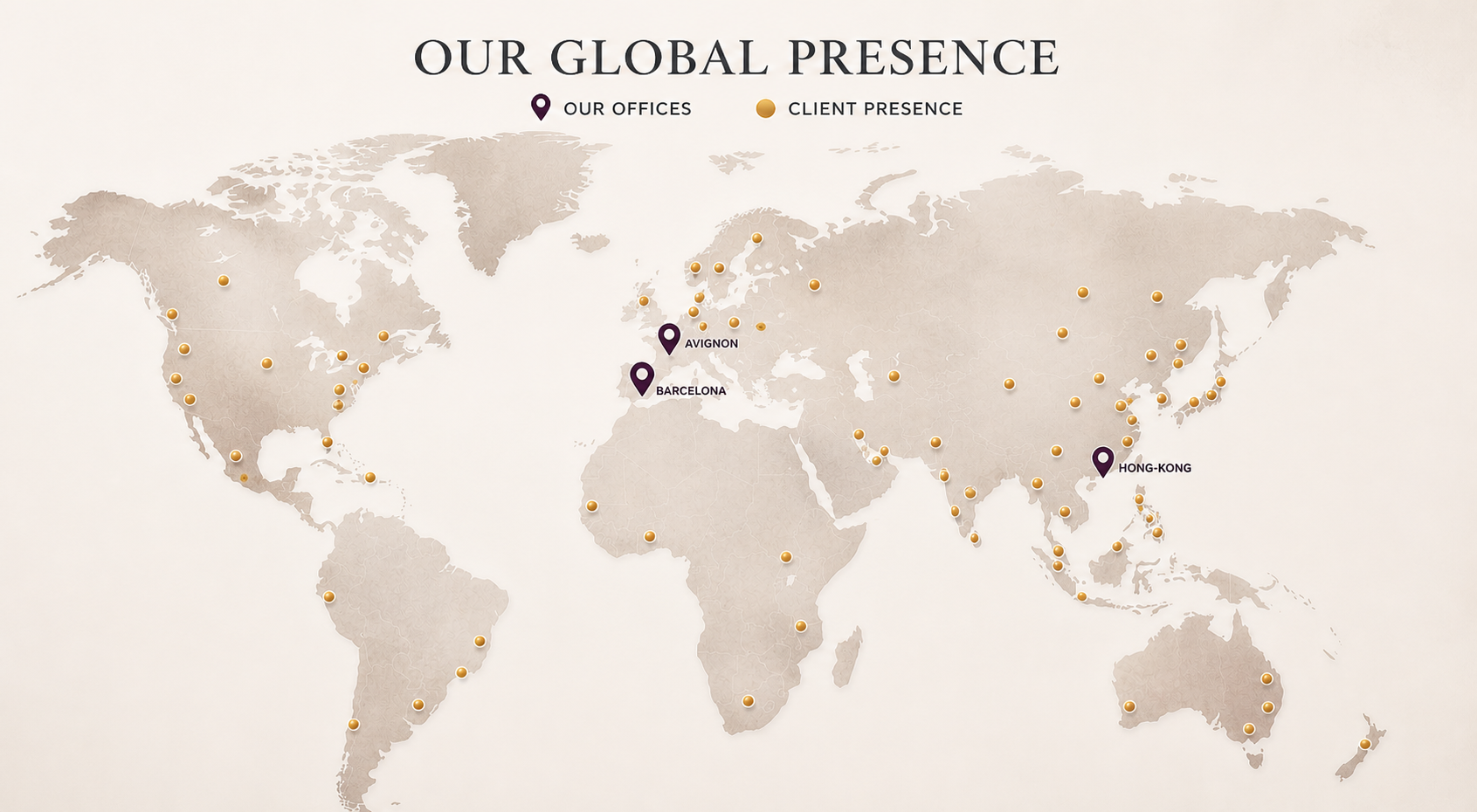Global distribution map of JGW de PEYRE trusted wine clients