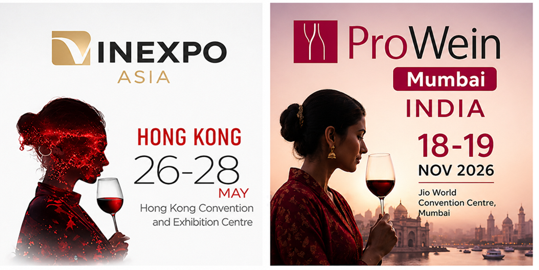 JGW de PEYRE upcoming wine events - VINEXPO Asia Hong Kong and ProWein Mumbai