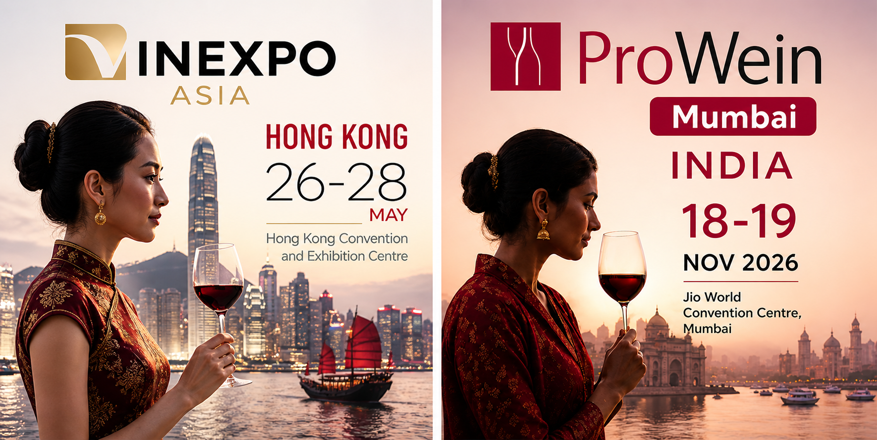 JGW de PEYRE upcoming wine events - VINEXPO Asia Hong Kong and ProWein Mumbai