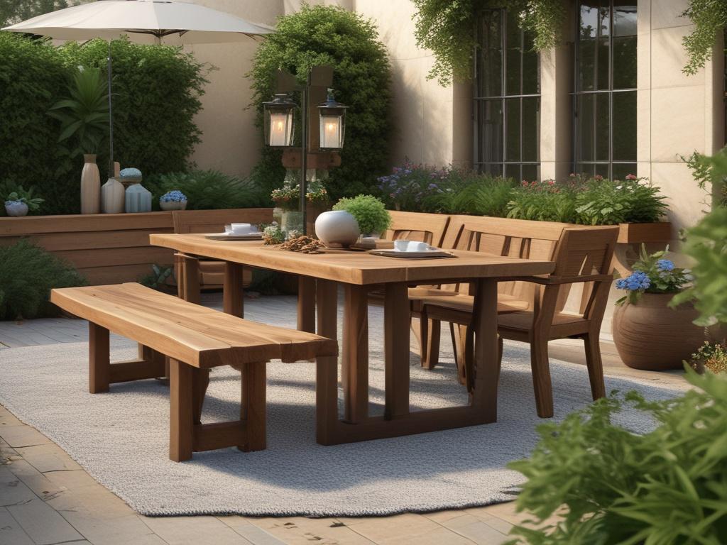 A serene outdoor patio featuring a seamless blend of high