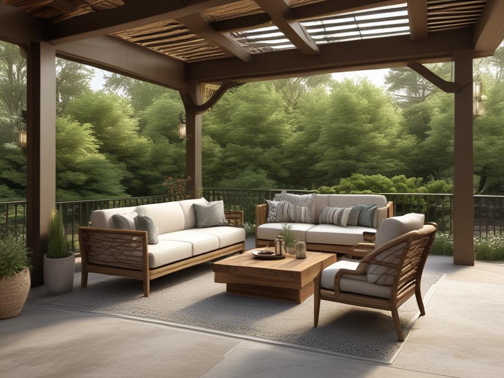 A realistic high resolution of a beautifully designed outdoor living