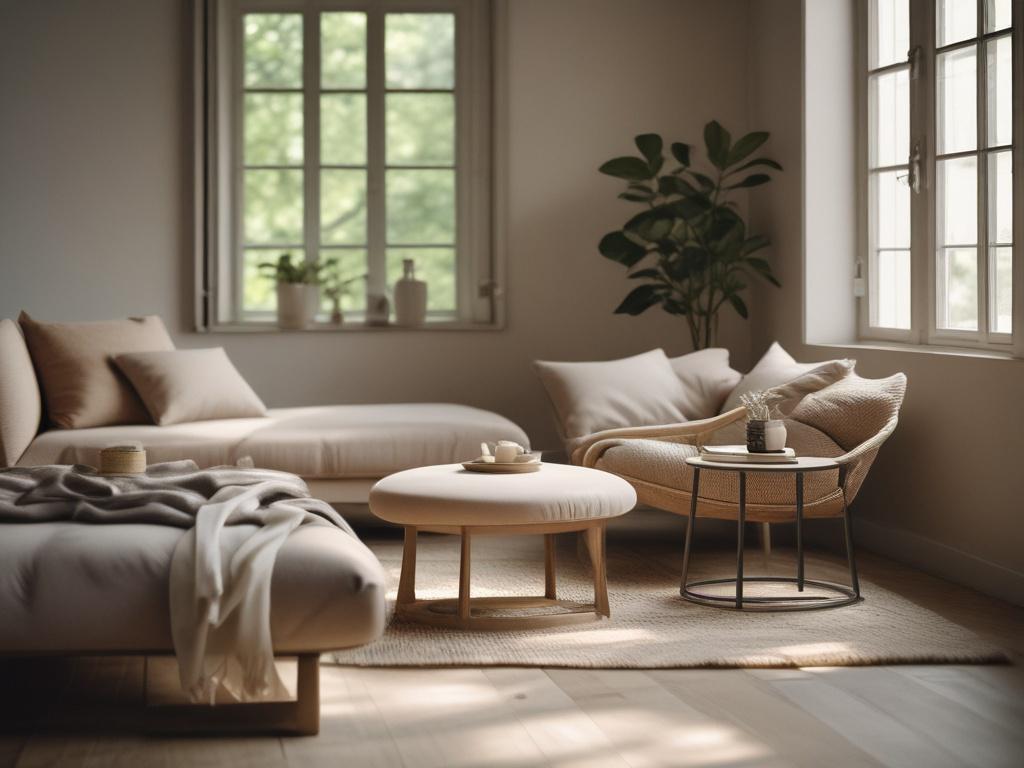 Create a realistic high-resolution photo that embodies the concept of "Att Investera i Slow Living." Focus on a serene and peaceful scene that captures the essence of slow living. 

**Composition**: The image should have a simple and clear layout, emphasizing minimalism. Feature a single subject in the foreground who embodies tranquility and mindfulness. 

**Subject Matter**: Portray a person sitting quietly in nature, perhaps on a soft grassy hill or beside a gentle stream. The individual should be engaged