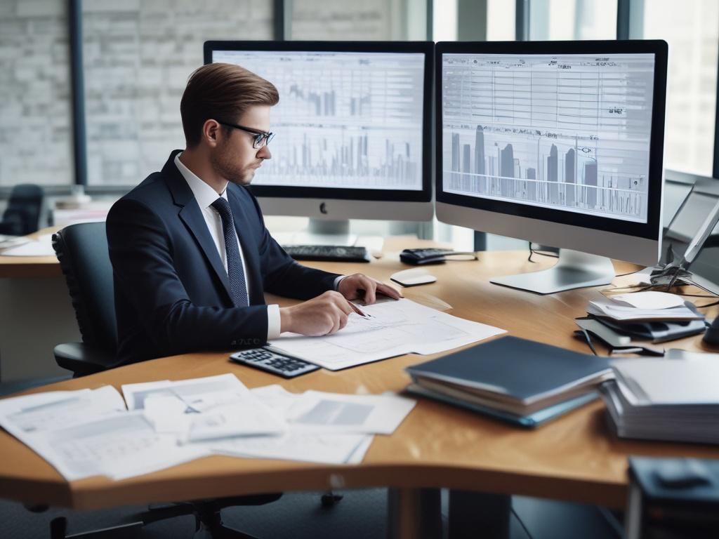 A close up of a financial risk manager analyzing data