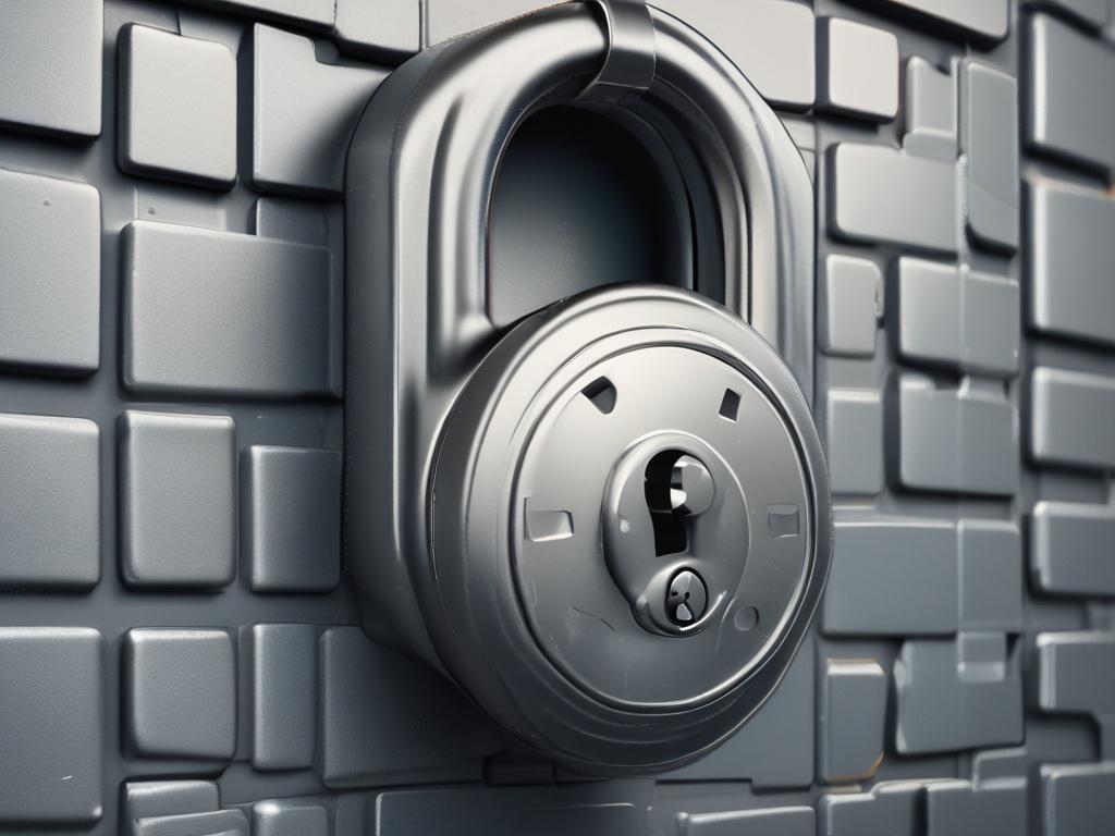 A close-up shot of a secure lock on a digital background, symbolizing data protection and security. The lock should be shiny and metallic, reflecting light. The background should have a subtle gradient of green tones, emphasizing a sense of safety and trust. The image should be shot with a 45mm f/1.2 lens style for a hyper-realistic effect.