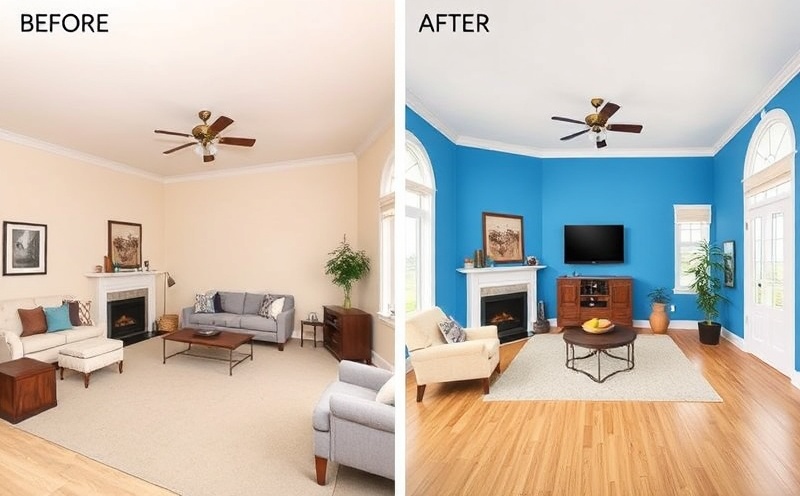 Before and after living room painting project
