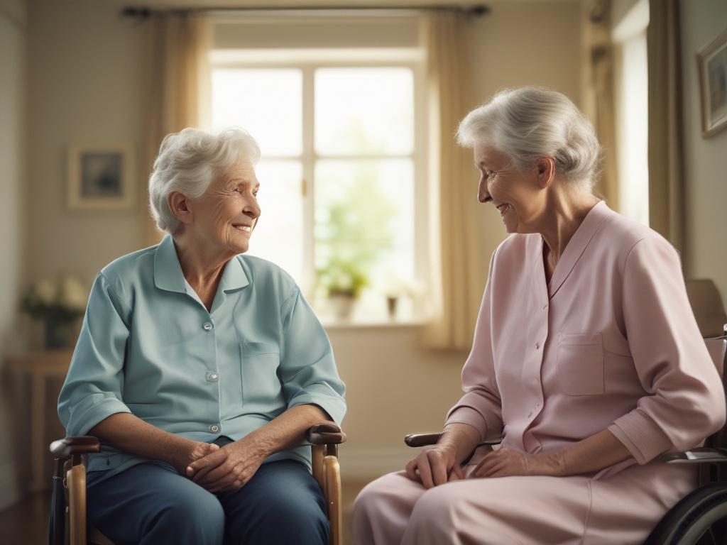 A caring caregiver assisting an elderly person with daily activities,