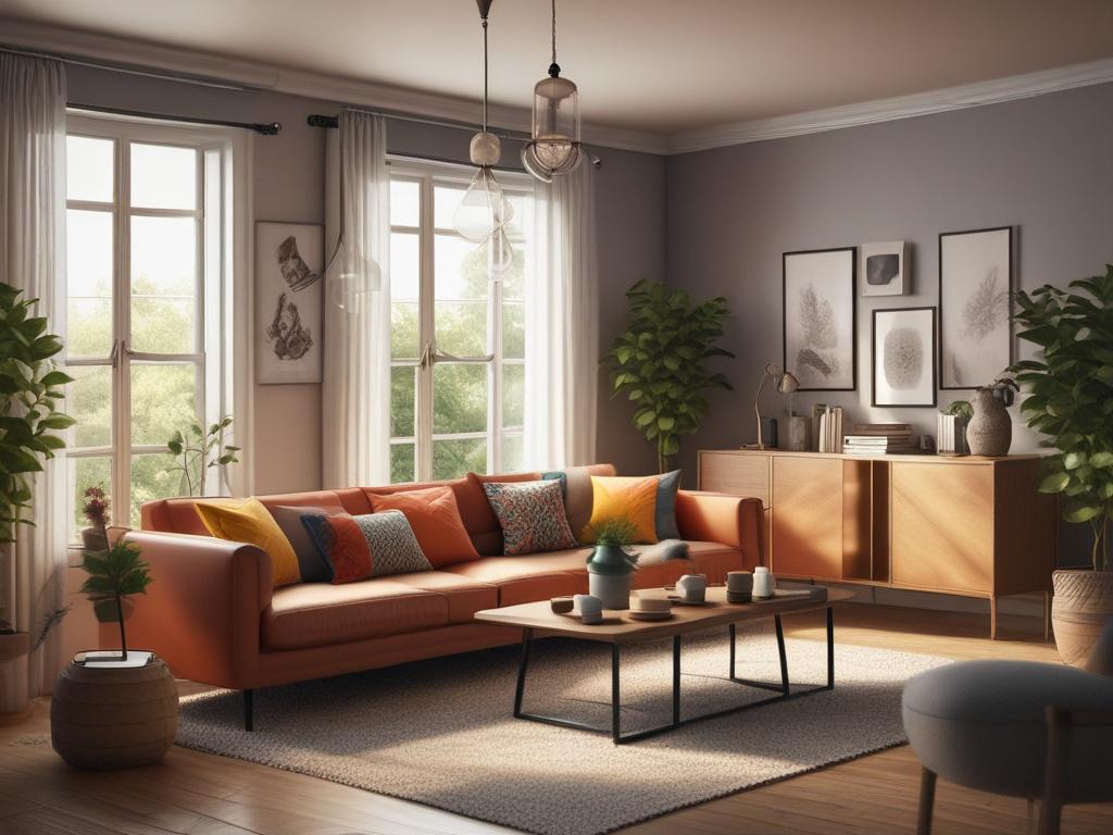 A charming housewife in a cozy home environment, wearing a