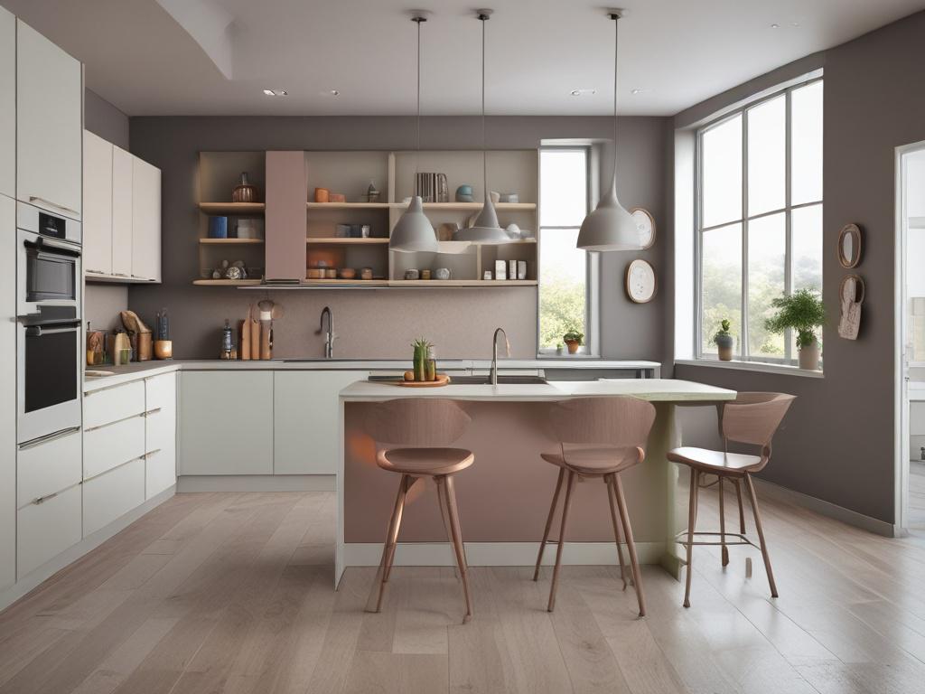 contemporary kitchen, colorful design, innovative materials
