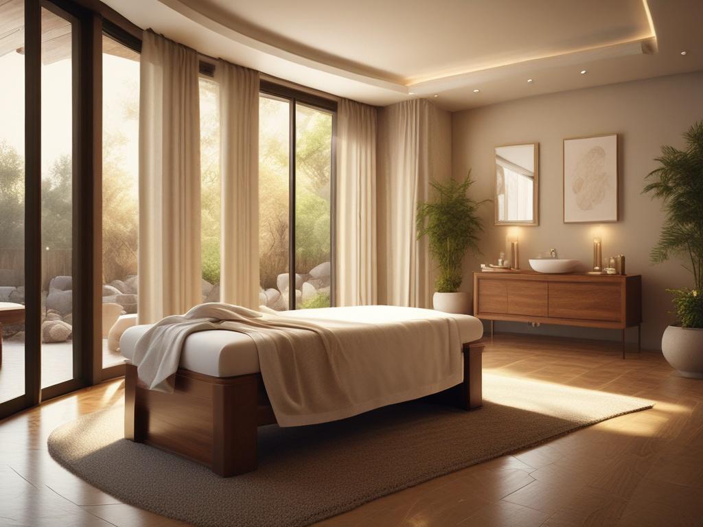 A tranquil wellness retreat environment featuring a peaceful spa room