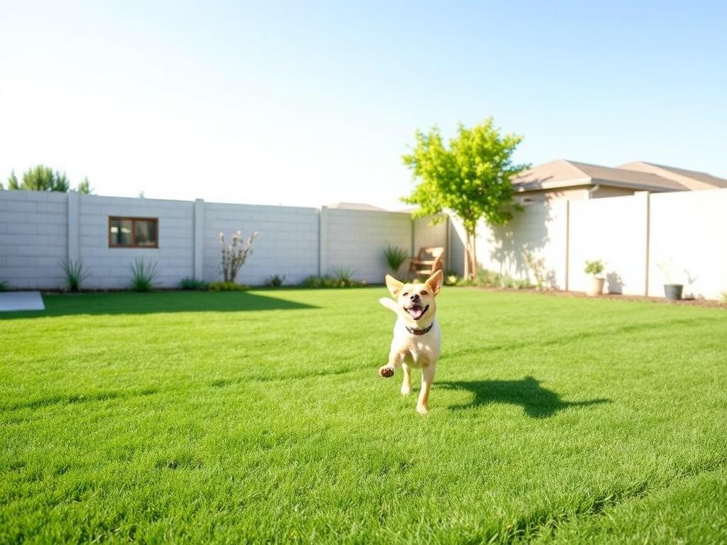 A realistic high resolution of a clean backyard with a