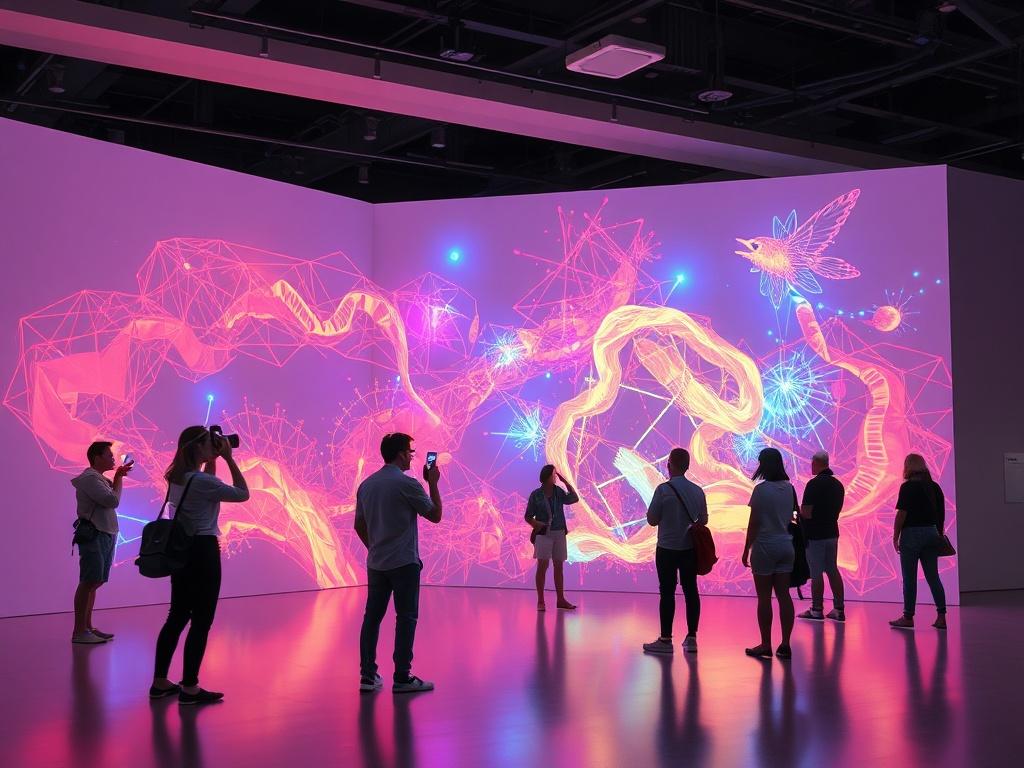 An artist using augmented reality technology to create an interactive