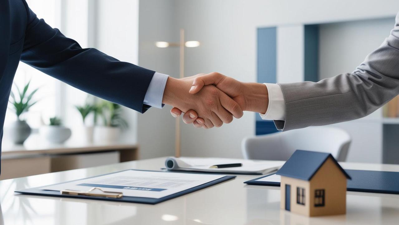 generate a professional image symbolising buying a property from trust worthy agency. the image needs to be professional clean and high-quality. .jpg