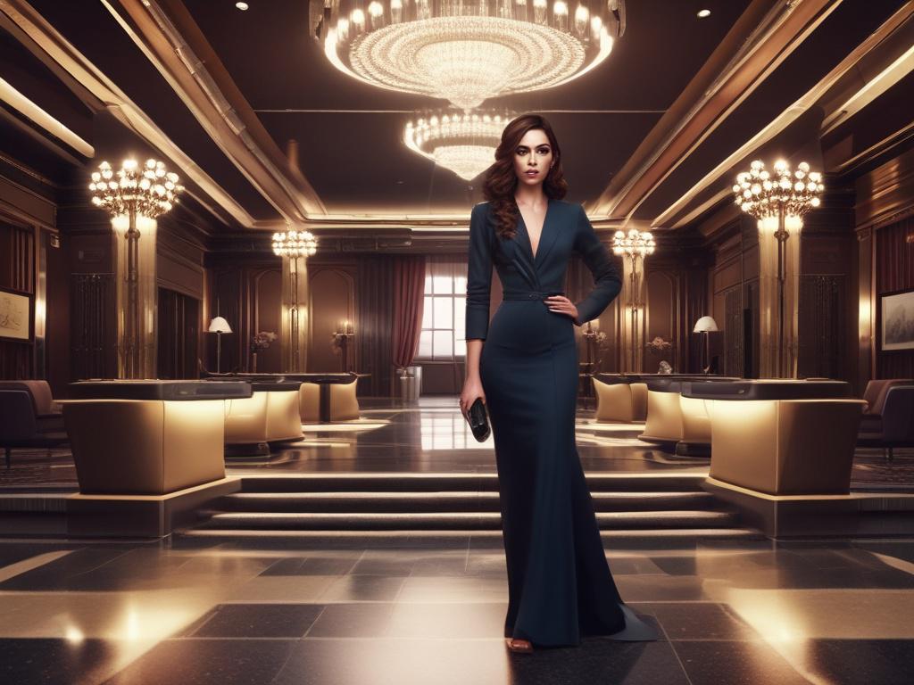 A glamorous ramp model or airhostess escort dressed in an