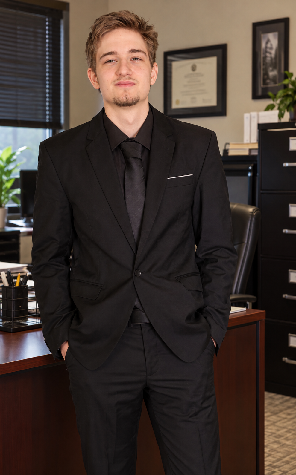 Kiegan Grisham standing in an office