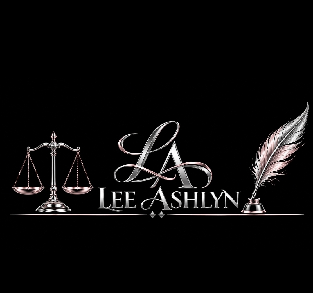 Lee Ashlyn — legal scales and quill logo