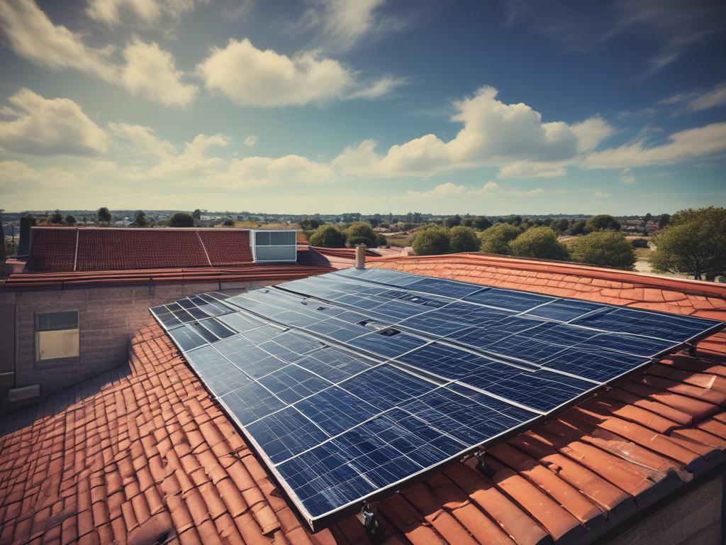 A realistic high resolution image of solar panels installed on