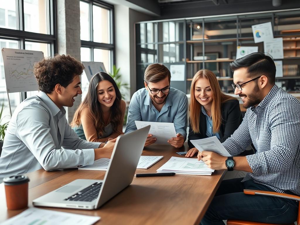 A close up shot of a marketing team brainstorming ideas