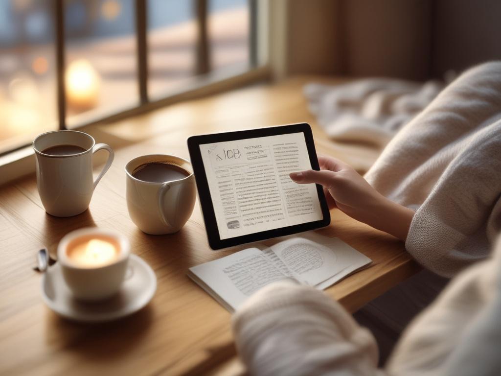 A close up of a person reading an inspirational article