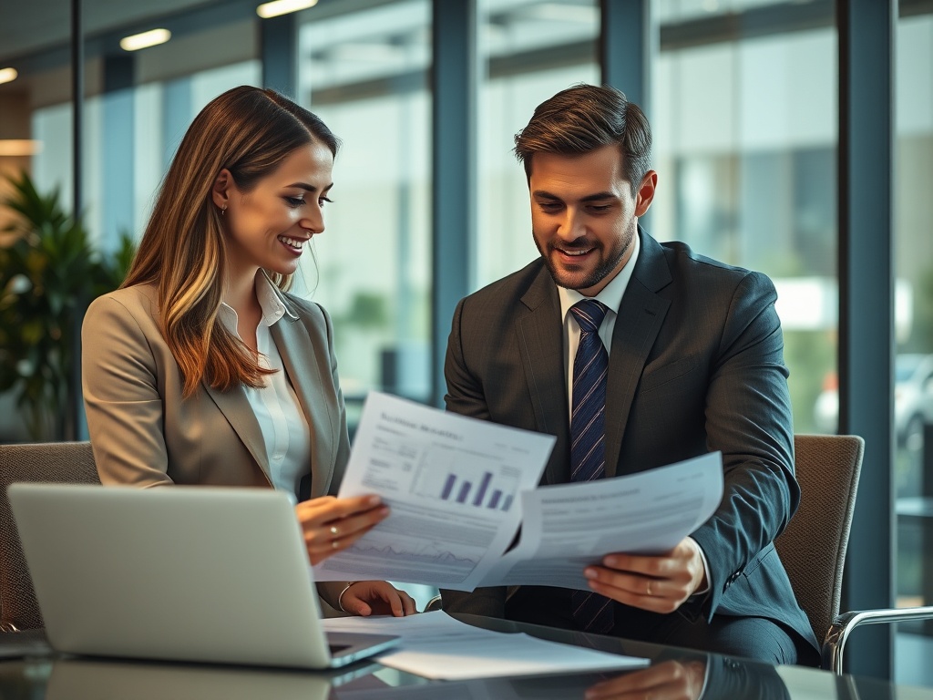 Professional female financial advisor reviewing financial documents with soccer player