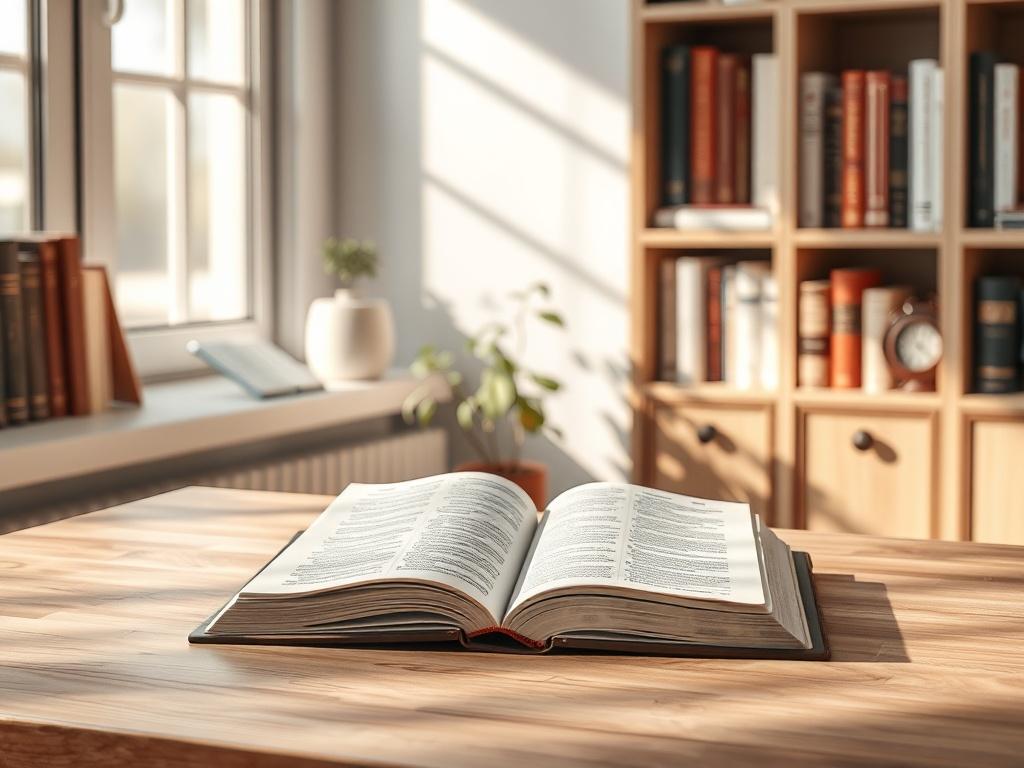 A serene and inviting study space featuring a single open