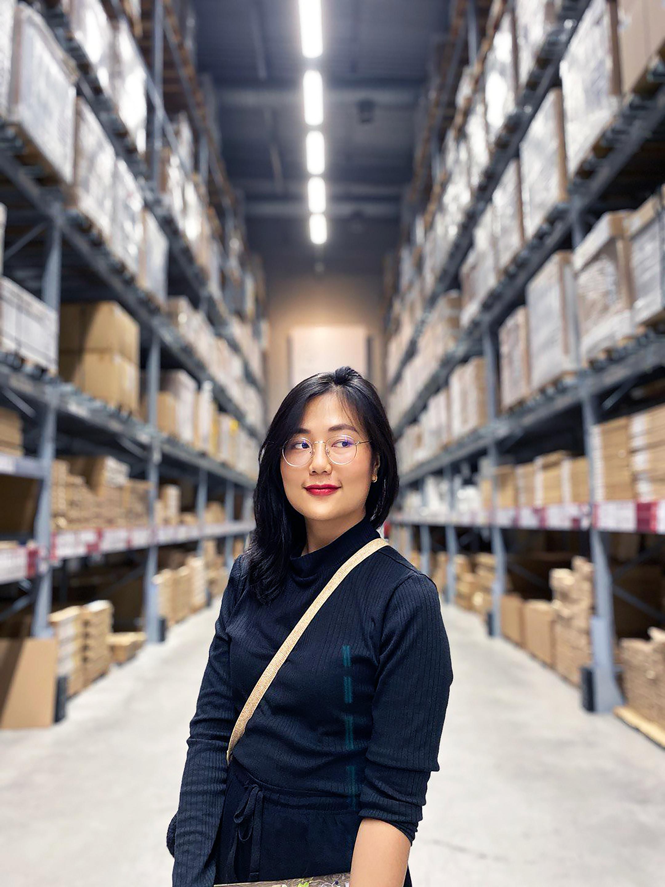 A happy, newly hired employee in the warehouse. A true gem our dedicated staffing in St. Louis found.