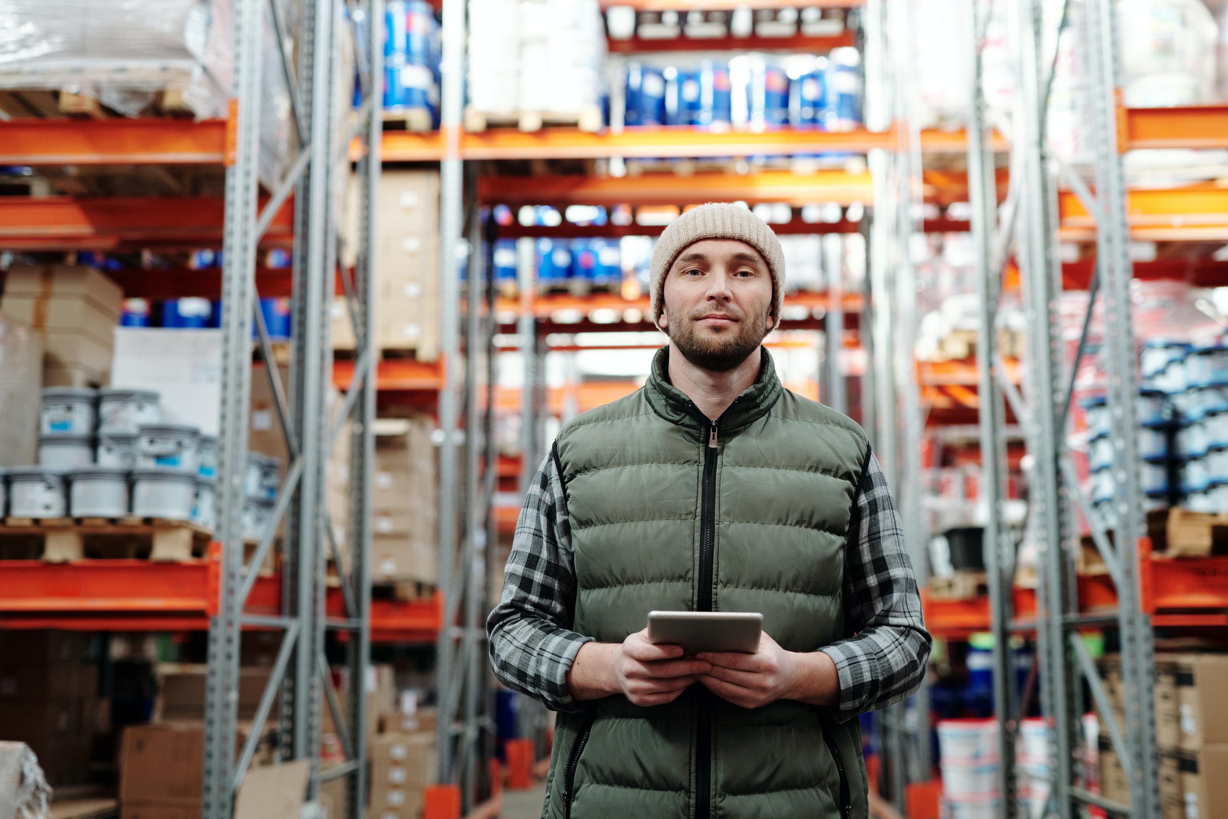 A happy, newly hired employee in the warehouse. A true gem our dedicated staffing in St. Louis found.