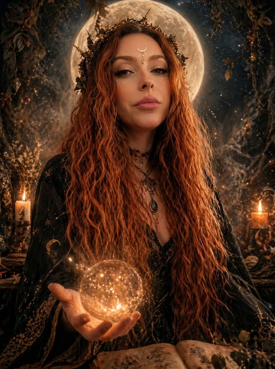 Mystical tarot reader performing reading