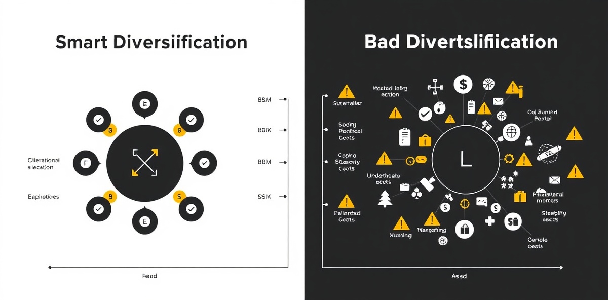 Comparison diagram showing Smart Diversification vs Bad Diversification approaches