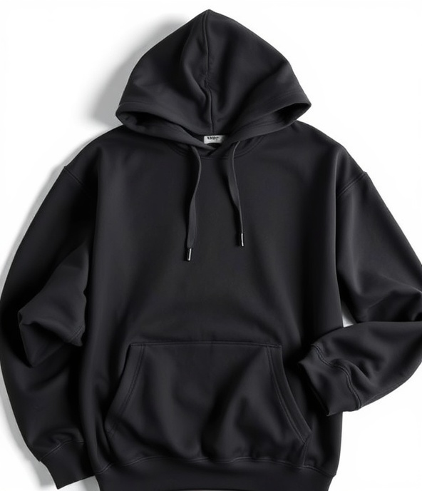 Premium black hoodie with dropped shoulders