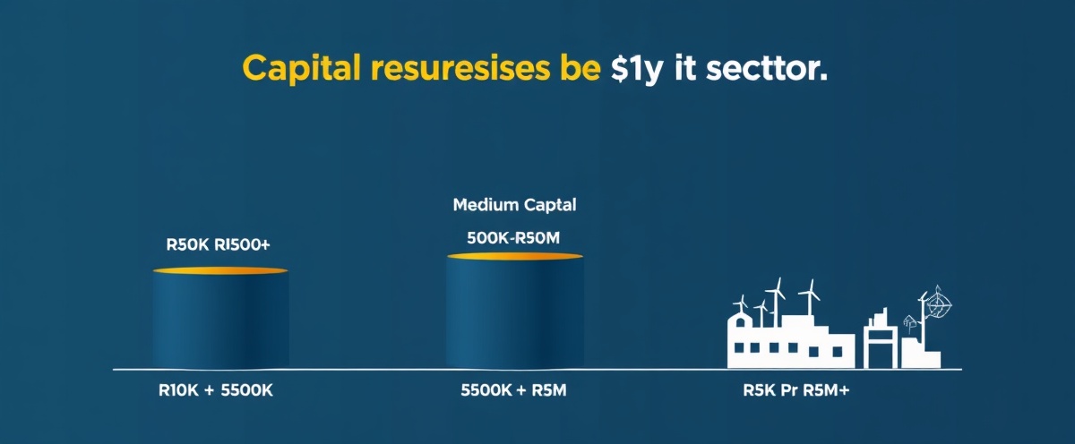 Capital requirements: Low (R10K-R500K), Medium (R500K-R5M), High (R5M+)
