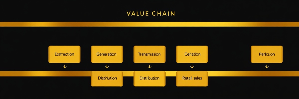 Energy industry value chain: Extraction → Generation → Transmission → Distribution → Retail
