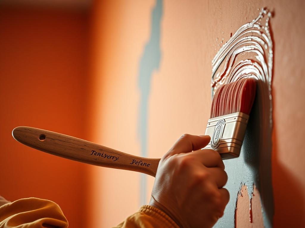 A hyper realistic close up shot of a painter carefully