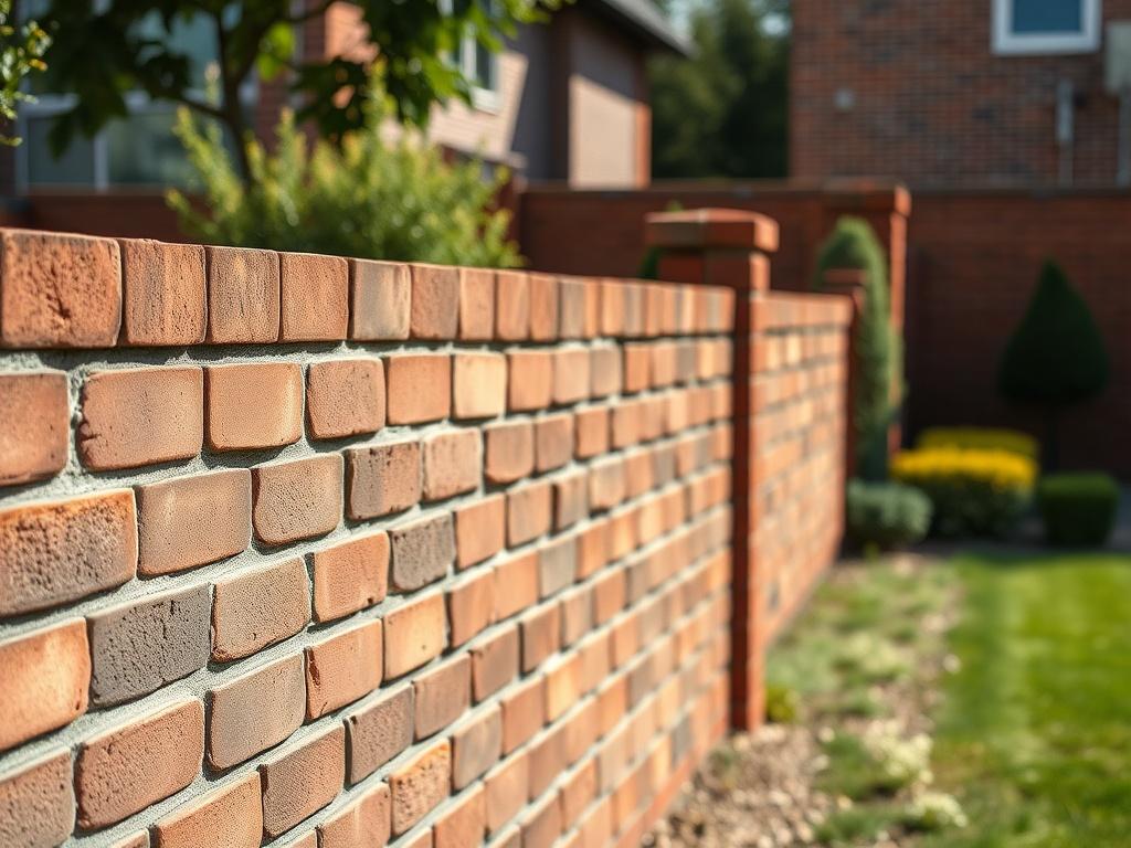 A close up shot of a newly constructed boundary wall