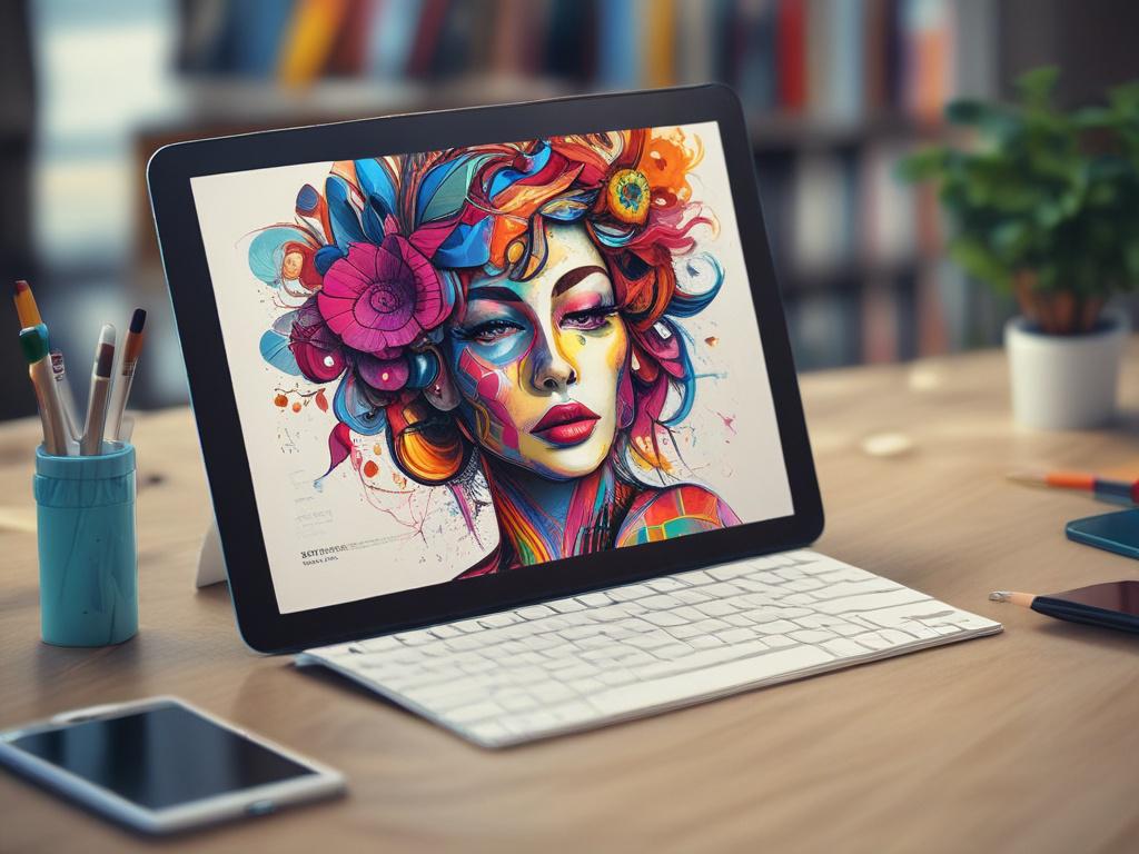 A close up shot of a vibrant and colorful AI