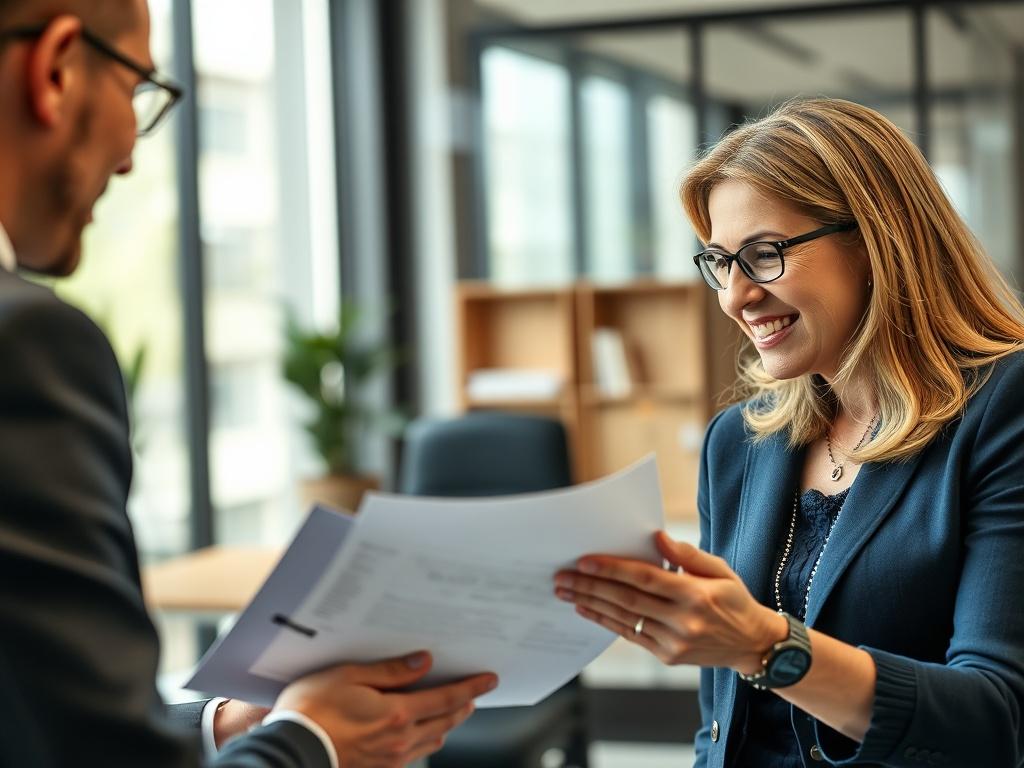 A close up shot of a friendly financial advisor discussing