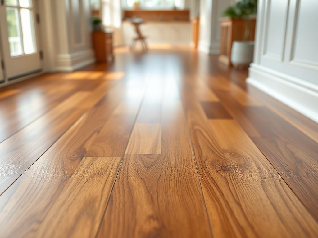 A close up shot of a beautifully installed hardwood floor,