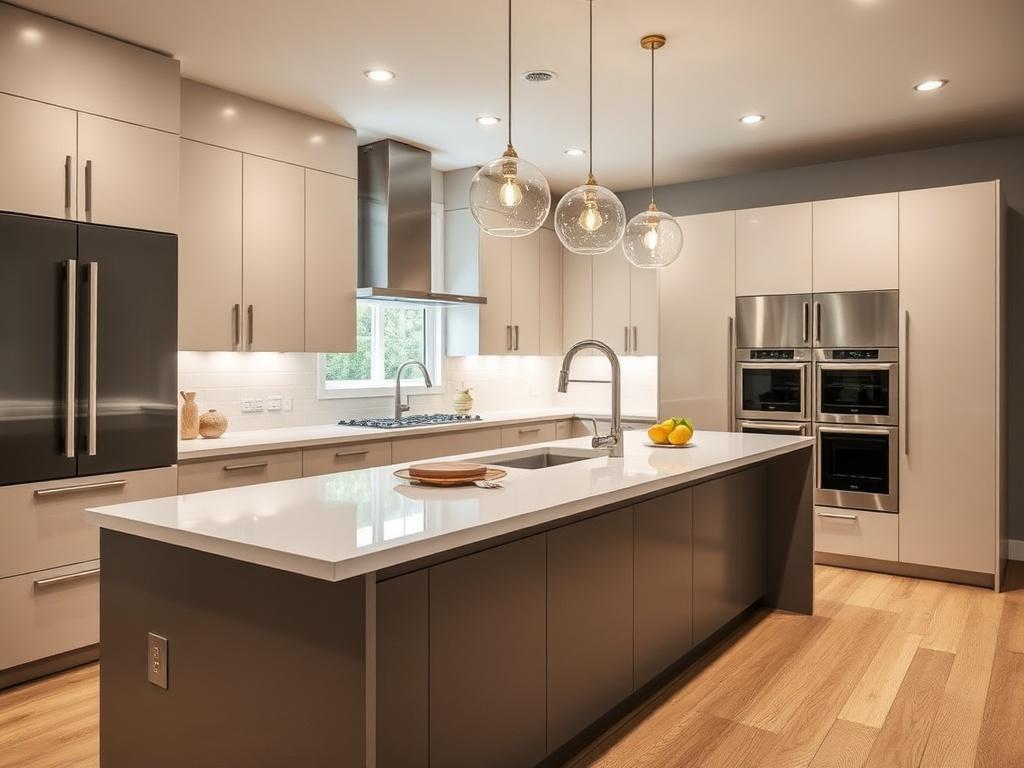 A stunning kitchen remodel showcasing sleek cabinetry, modern countertops, and