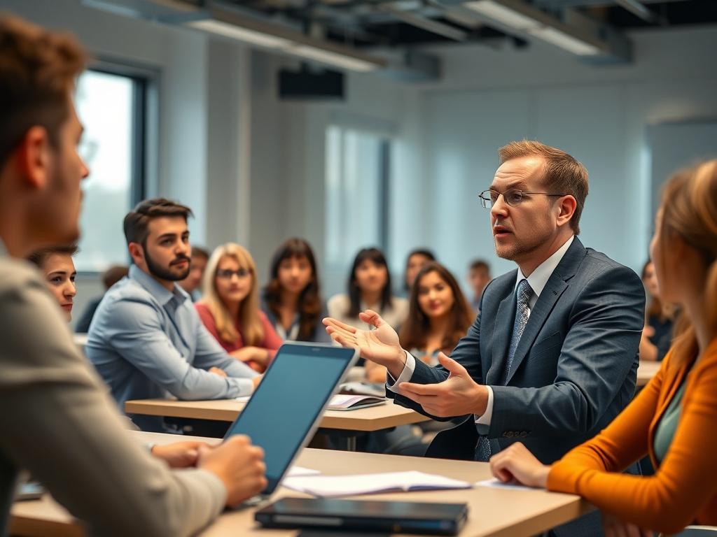 A high resolution image of a business professional giving a