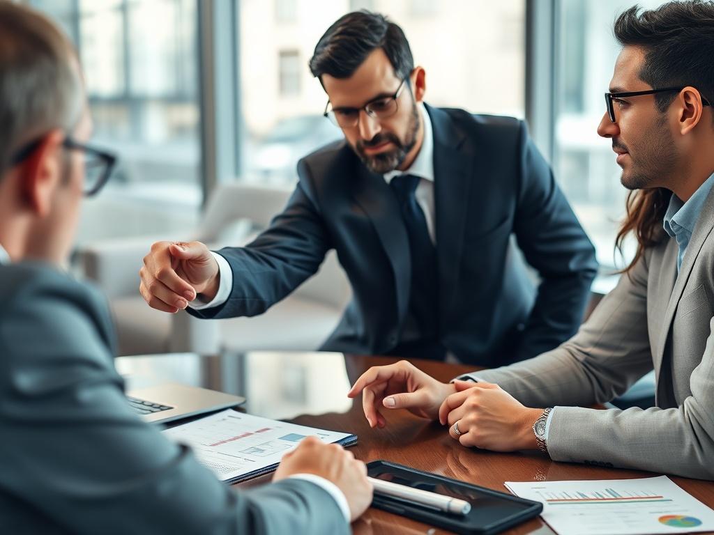 A close up of a business consultant discussing strategies with