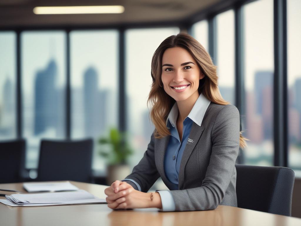 A close up shot of a confident woman smiling, representing