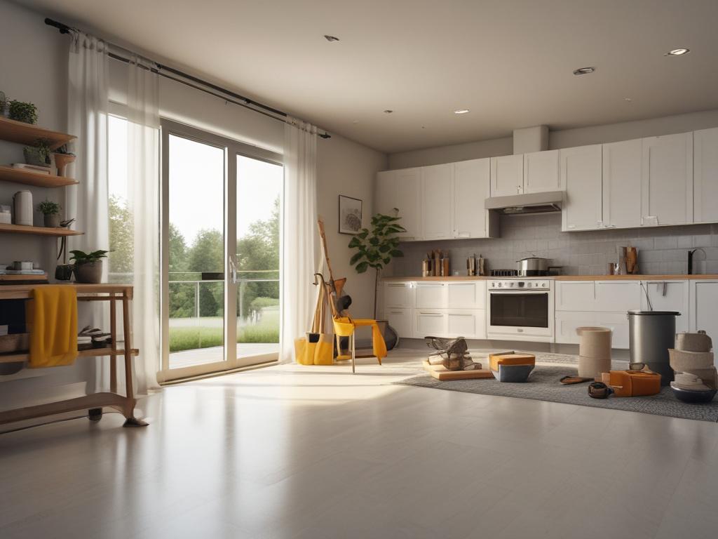 hyper realistic close up of a modern home renovation project,