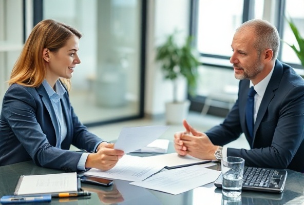 Asesor profesional en consulta con cliente