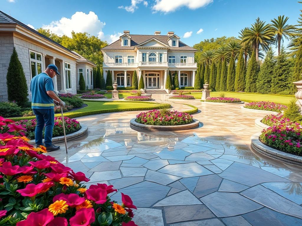 A high value landscape construction project showcasing a beautifully crafted