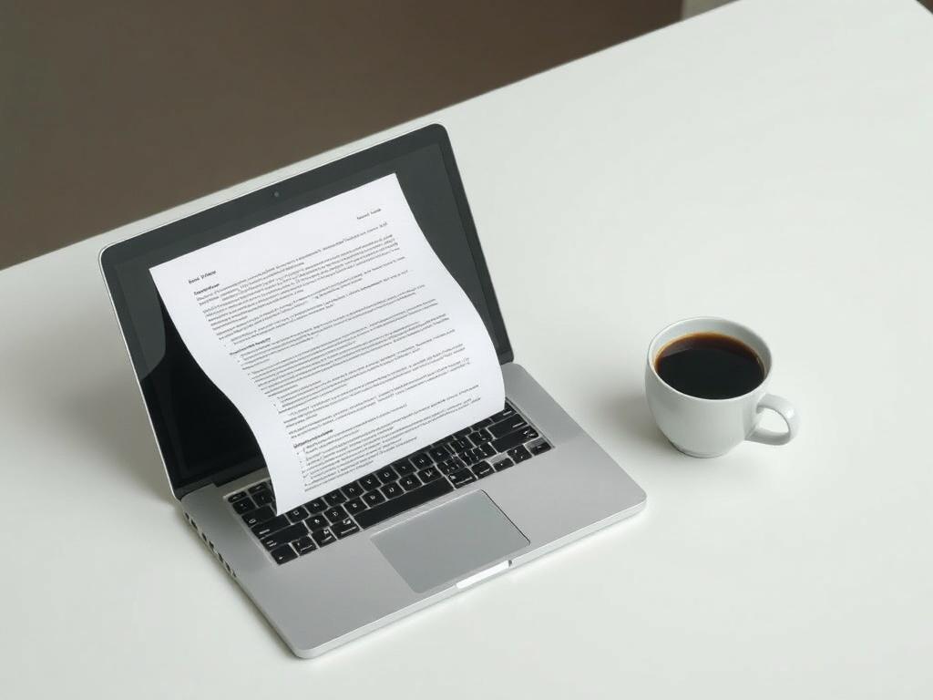 A clean and minimalistic workspace featuring a laptop with an