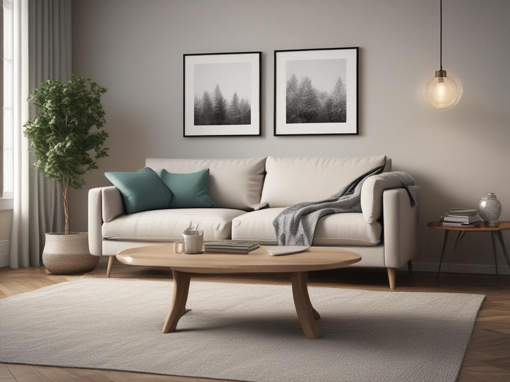 A warm and inviting setting for couples and family therapy, featuring a close-up shot of a comfortable therapy couch with soft cushions in a serene room. The background should include a window with soft natural light pouring in, plants on the windowsill, and calming artwork on the walls. The focus should be on the couch, suggesting a safe space for conversation and healing.
