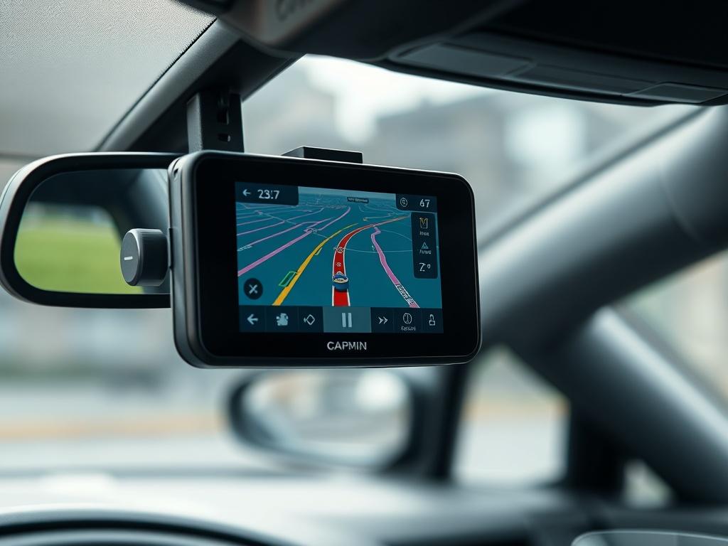 A hyper realistic close up shot of a GPS navigation
