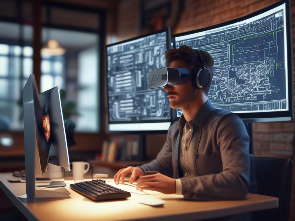 A hyper realistic close up shot of a 3D artist