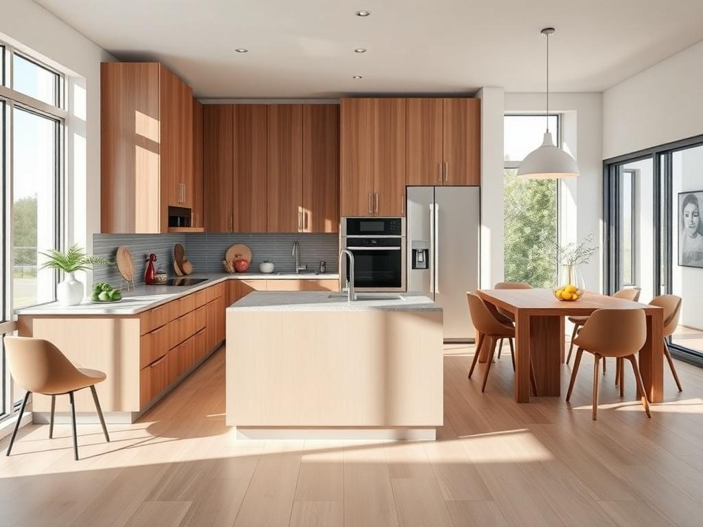 A hyper realistic close up shot of a modern kitchen