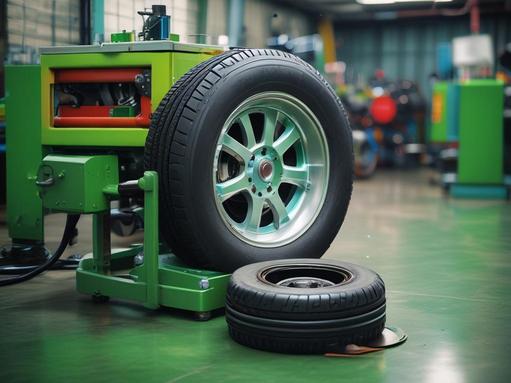high resolution close up of tire balancing machine in a