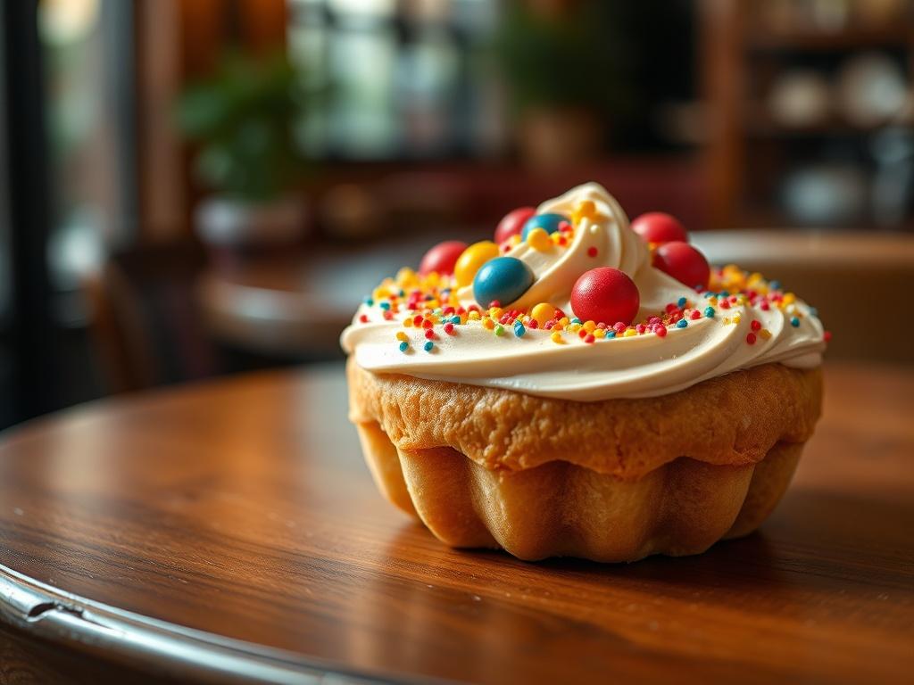 A hyper realistic close up shot of a delicious pastry